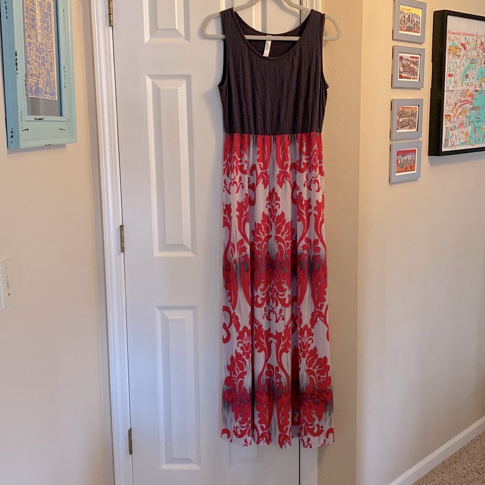 Like New, Honeyme, Navy and Magenta Maxi Dress - Size Medium